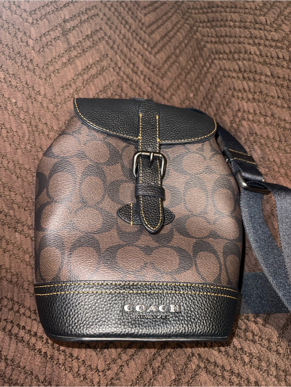 Coach Brown Signature Canvas Small Backpack Sling
